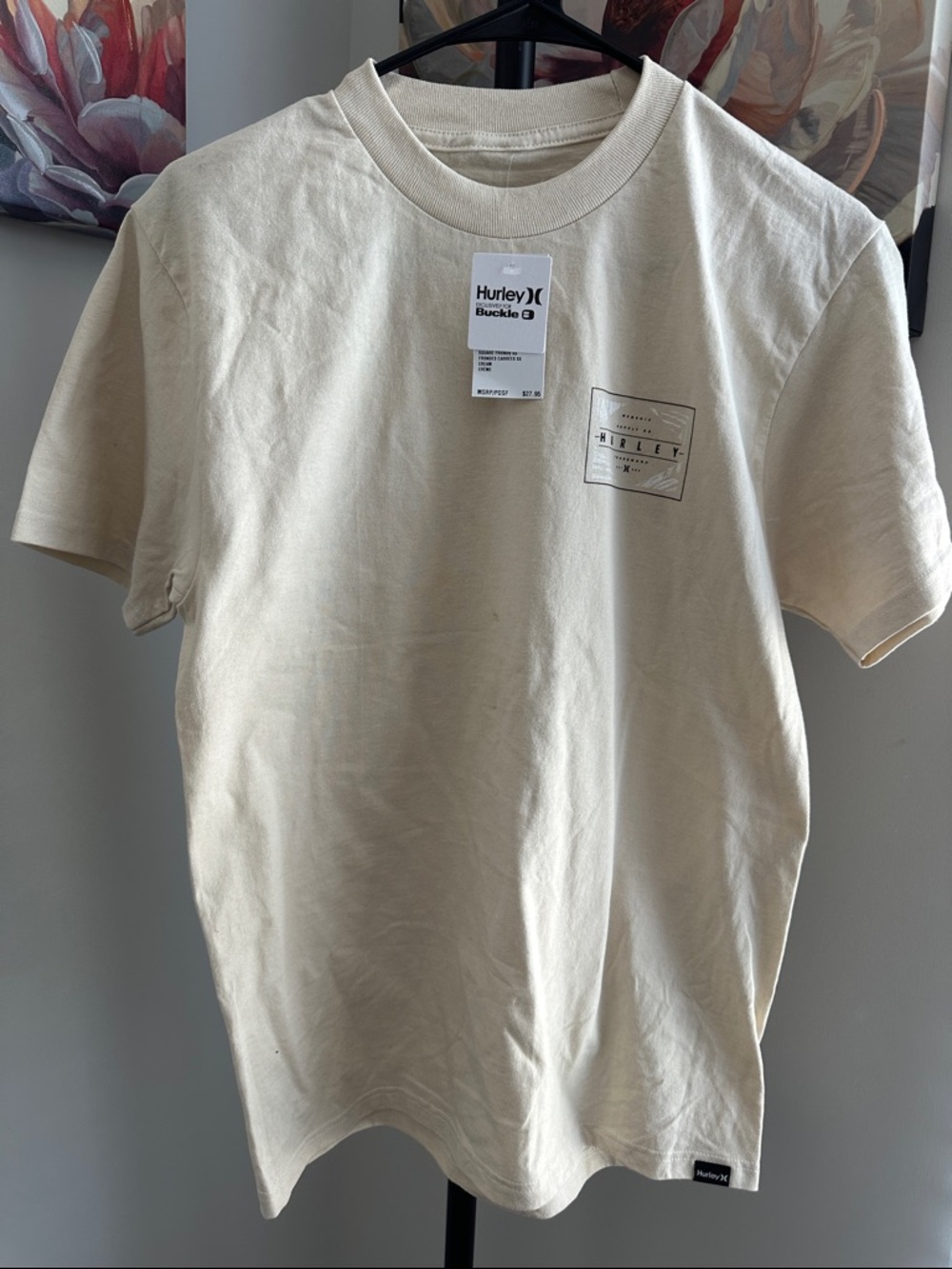 Hurley Men’s Short-Sleeve Crew Tee in Beige/Cream